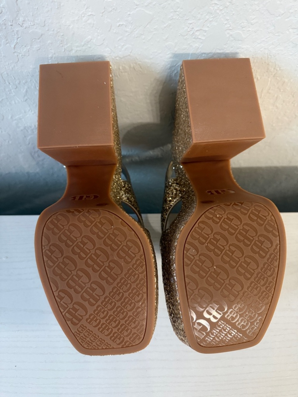 GB girls Gold Glitter Platform Wedge Sandals - Picture 5 of 7